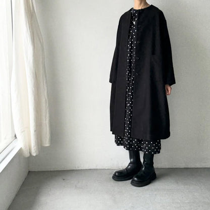 atelier d'antan Mauryノーカラーコットンコート