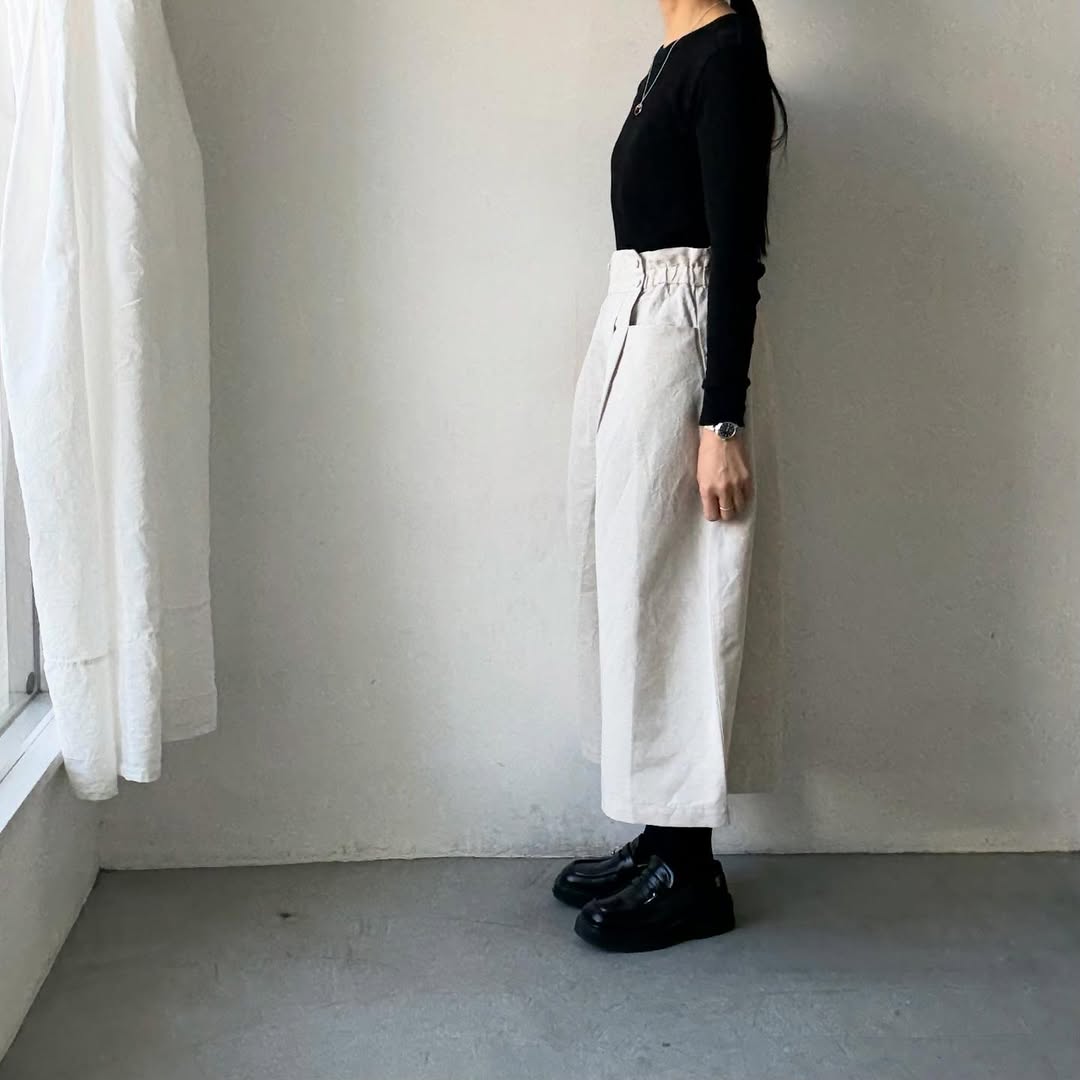 MAGALI ハイカウントコットンリネンコクーンパンツ　オートミール