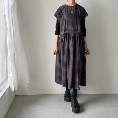 MAGALI ウォッシュドコットンラウンドスリーブワンピース