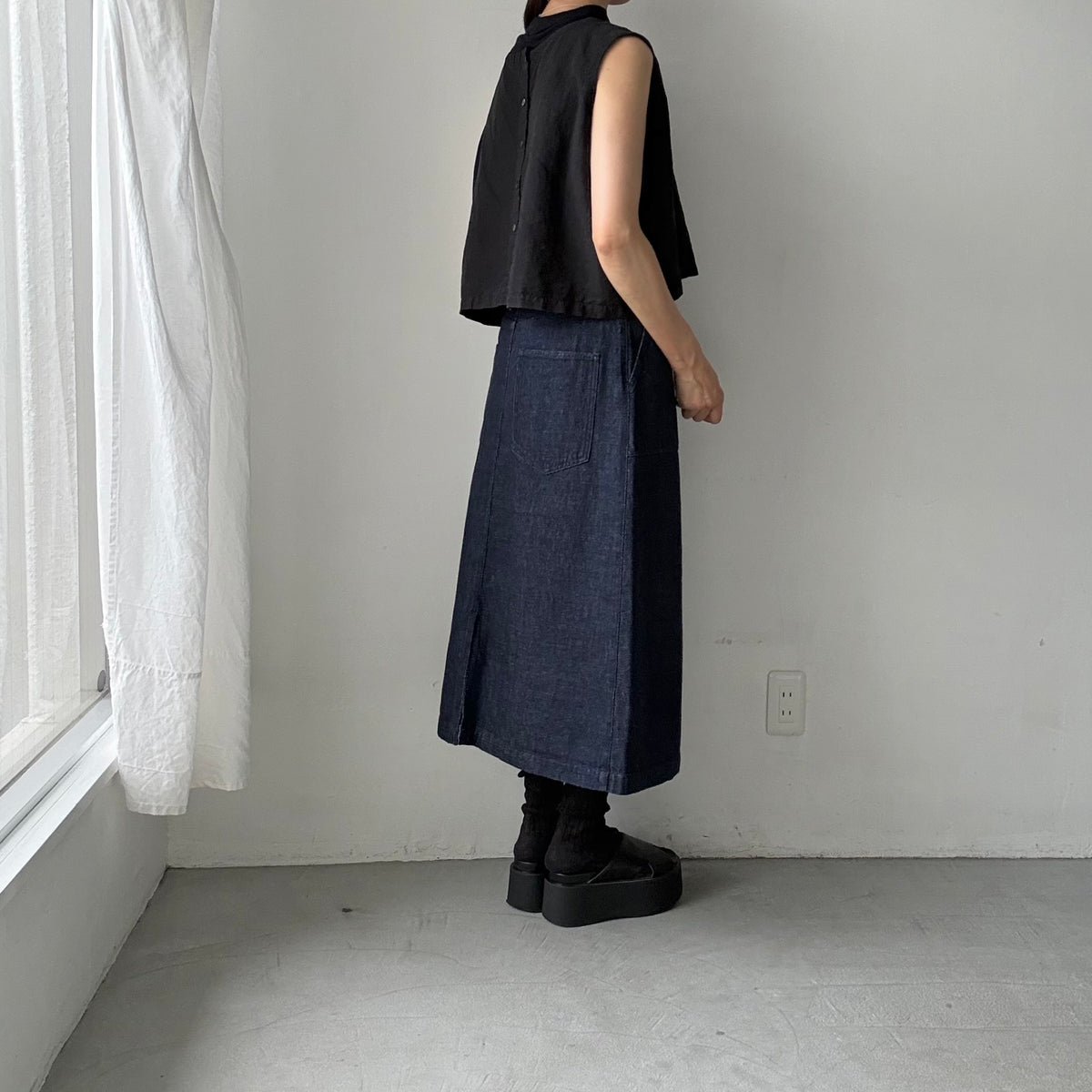 atelier naruse  コットンデニムタイトスカート