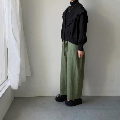 MAGALI コルトレイクリネンレース襟カーディガン　ブラック