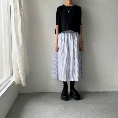 atelier naruse  ストライプリネンギャザースカート