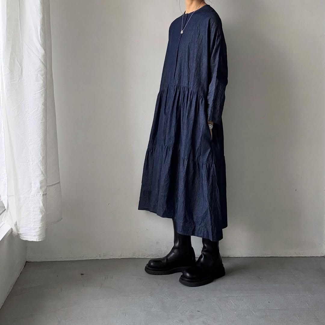 jujudhau デッドストックデニムティアードドレス