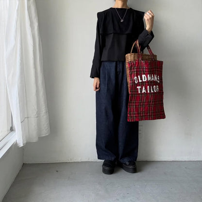 OLDMANS TAILOR  OMTプリントタータンチェックリネントートバッグ