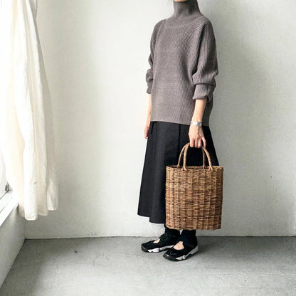 homspun メリノウールワッフル編みプルオーバー　グレー