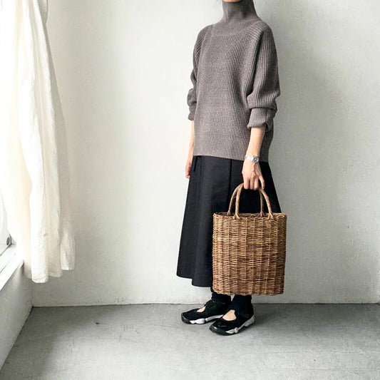 homspun メリノウールワッフル編みプルオーバー　グレー