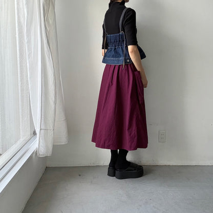 R&D.M.Co 　シュリンクコットンガーメントダイポケットスカート　プラム