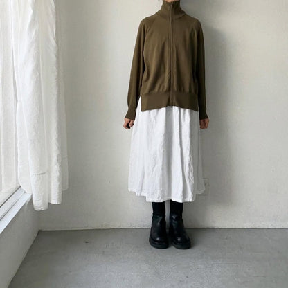 homspun ソフトコットンジップアップカーディガン　カーキ