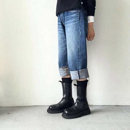 homspun コットンウールかのこ編みハイソックス　ブラック