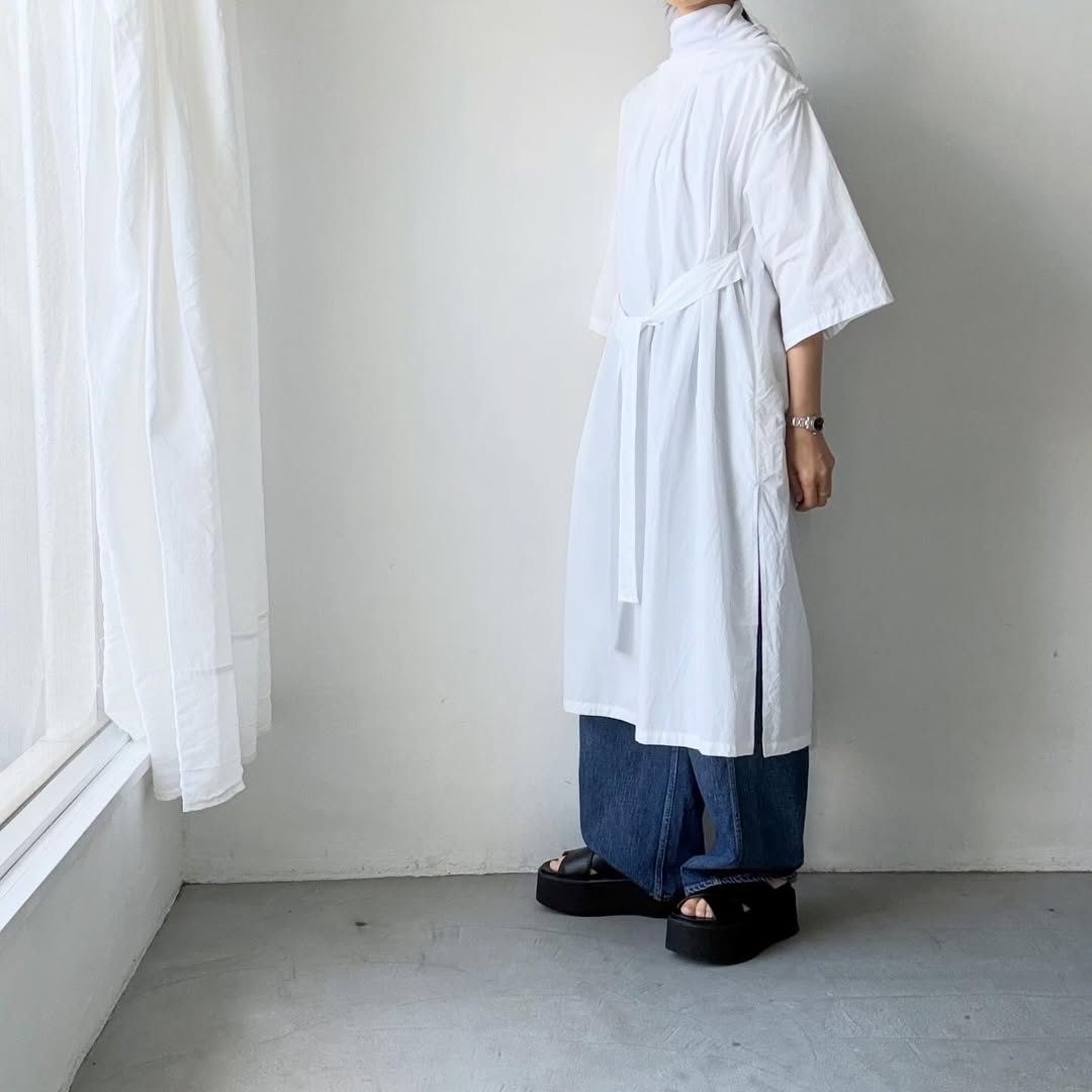 ayanoguchiaya　フリップロングシャツドレス　ホワイト