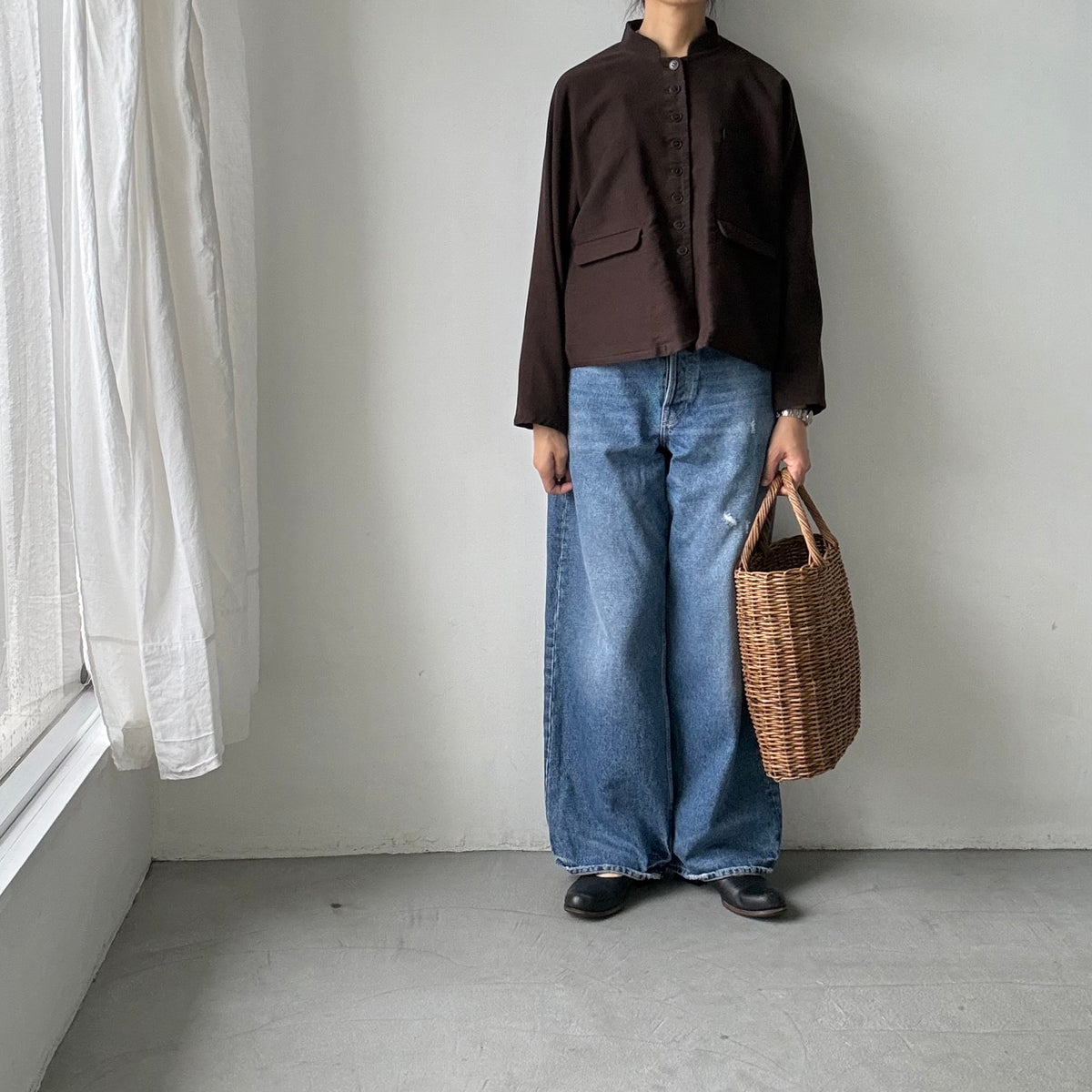 atelier d'antan Taineコットンジャケット　ダークブラウン
