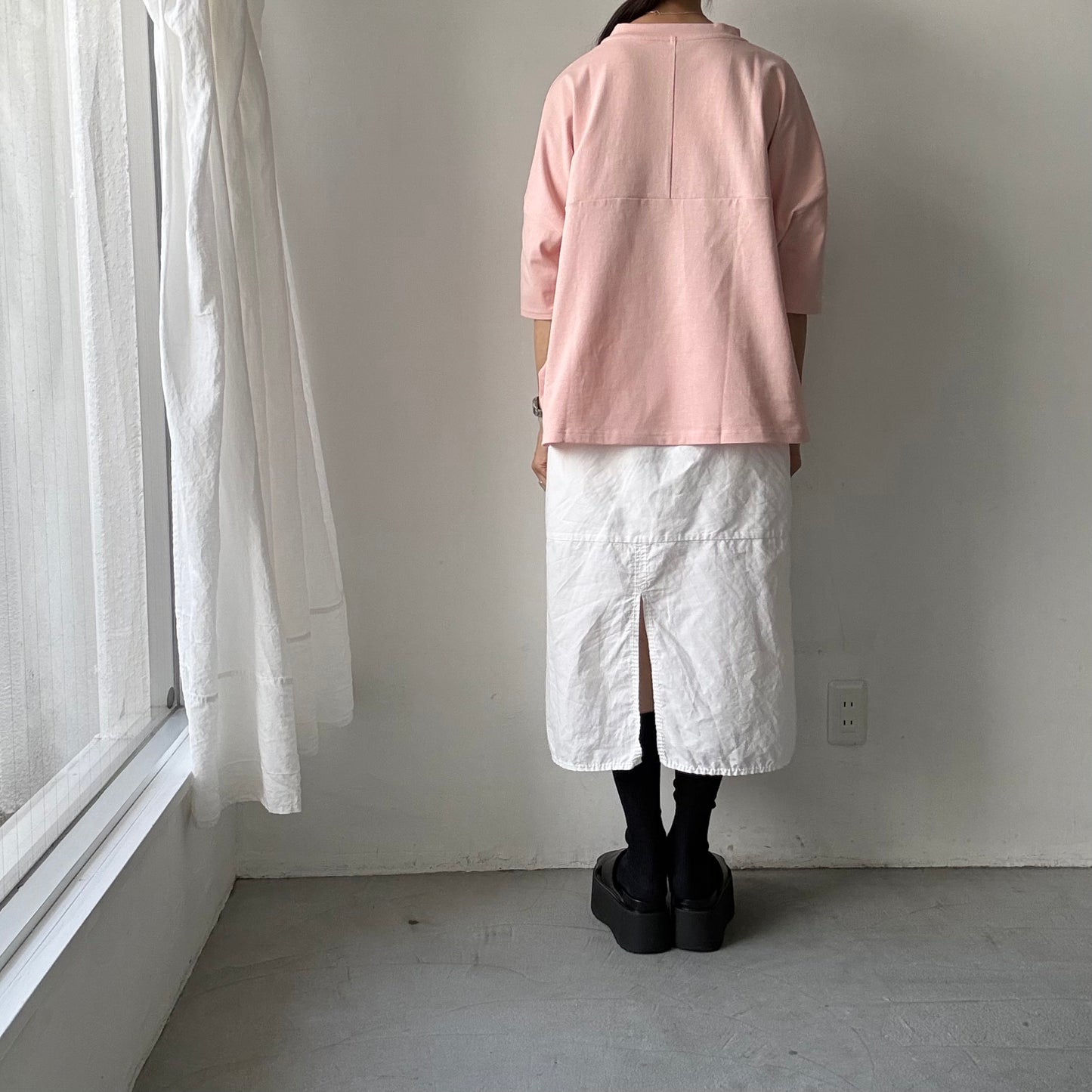 🟡水曜日入荷分予約受付中🟡 
Linenya  テラヴェ7分袖Tシャツ　ペールピンク