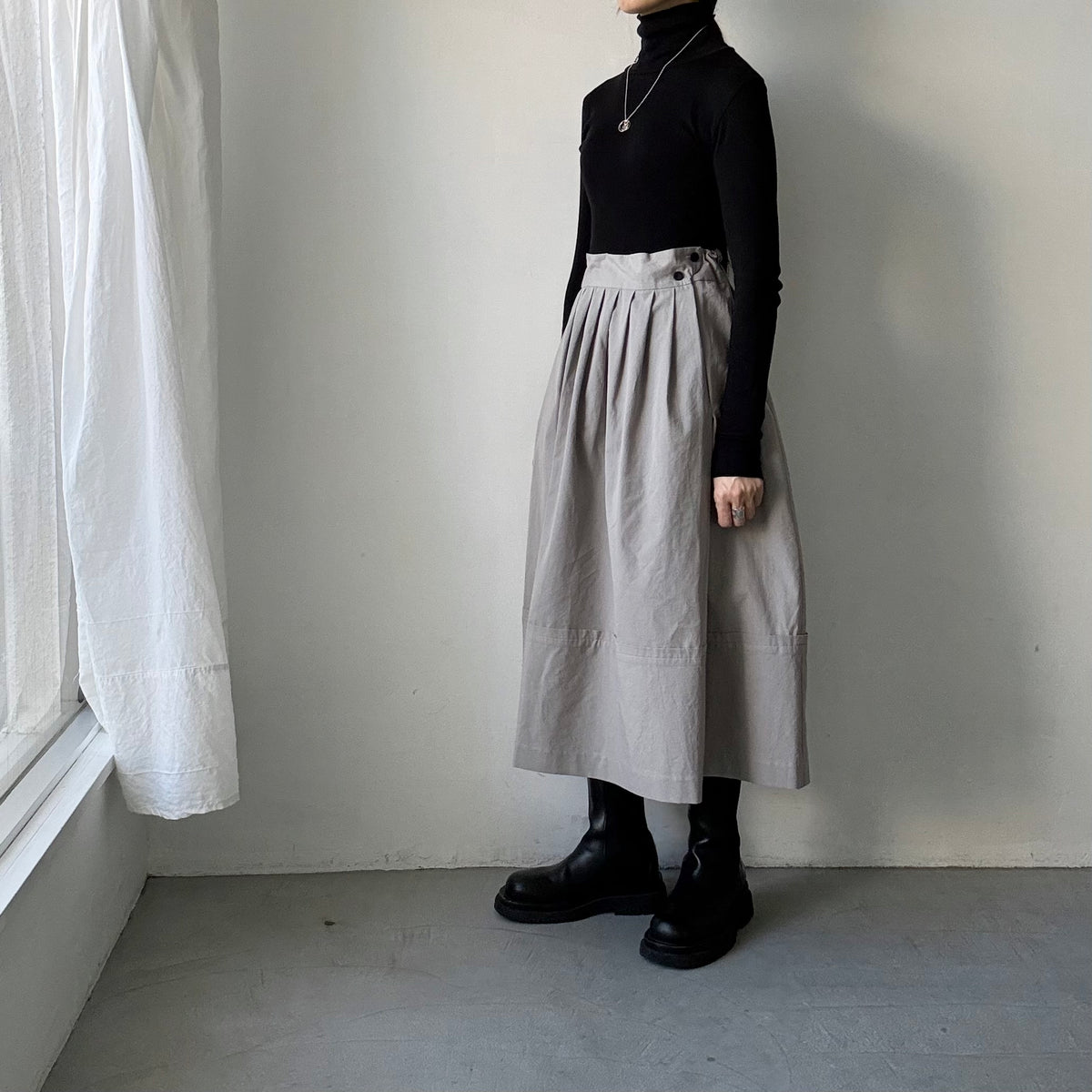 MAGALI オールドコットンラップ風スカート　グレー