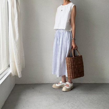 atelier naruse  ストライプリネンギャザースカート