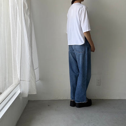 homspun 天竺5分袖カーディガン　ホワイト