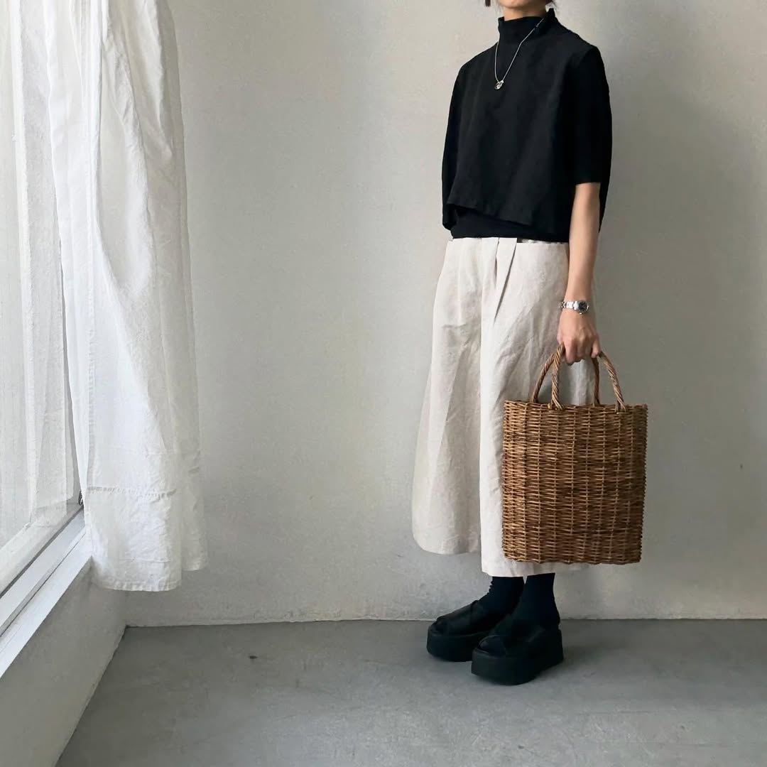 MAGALI ハイカウントコットンリネンコクーンパンツ　オートミール