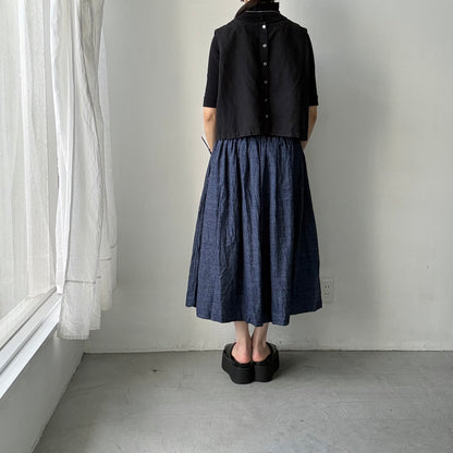 jujudhau デッドストックデニムギャザースカート