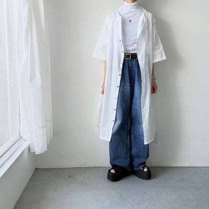 ayanoguchiaya　フリップロングシャツドレス　ホワイト