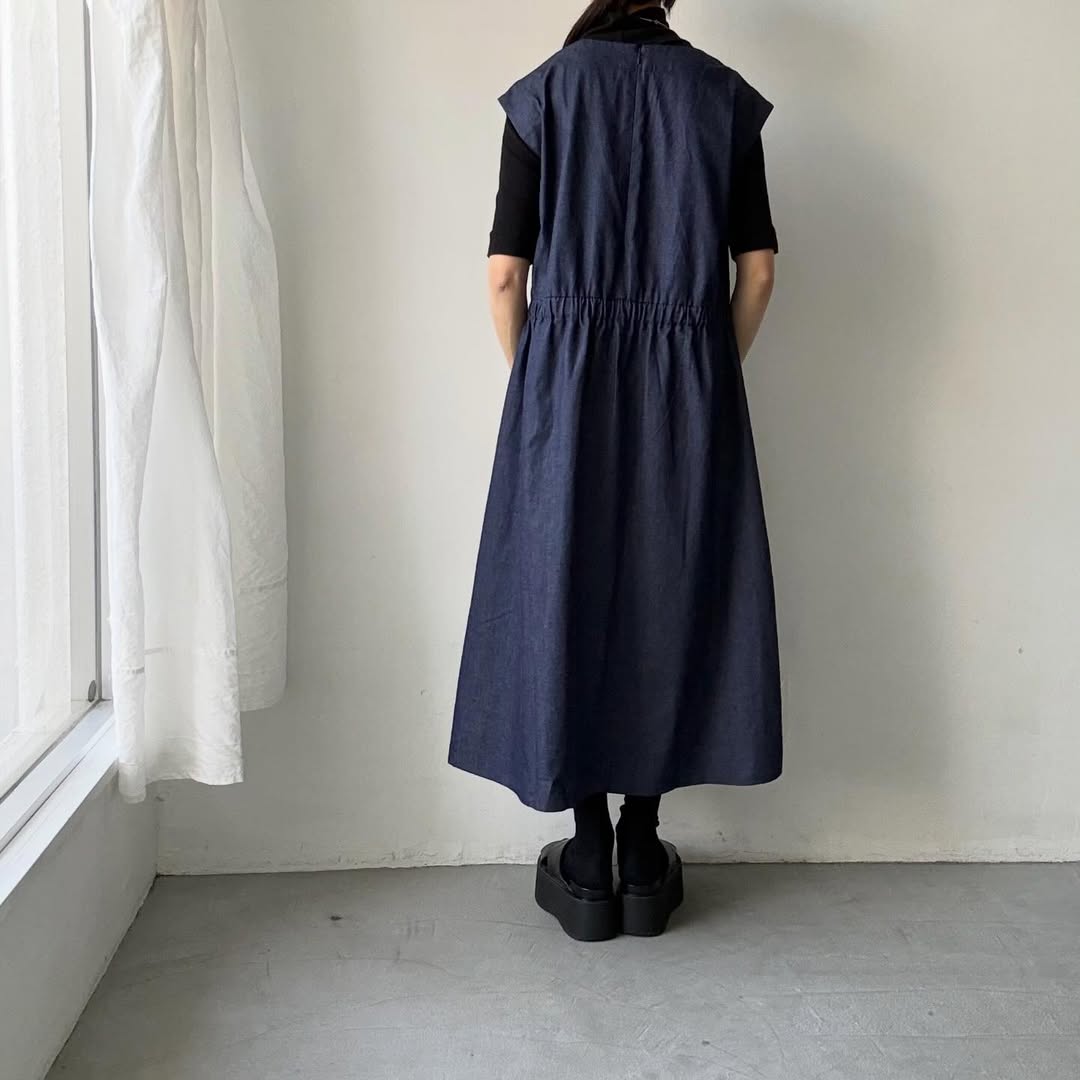 Linenya  フロントタックワンピース
デニム