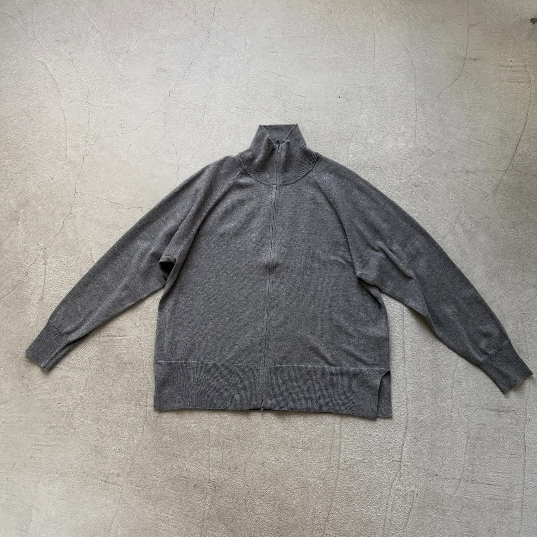 homspun ソフトコットンジップアップカーディガン　チャコールグレー