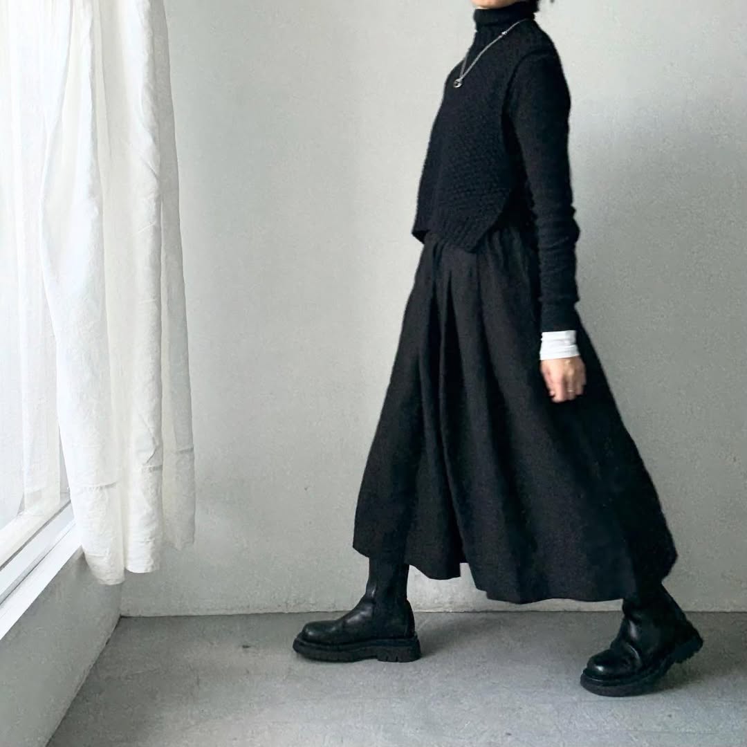 Linenya  リネンタックスカート　ブラック