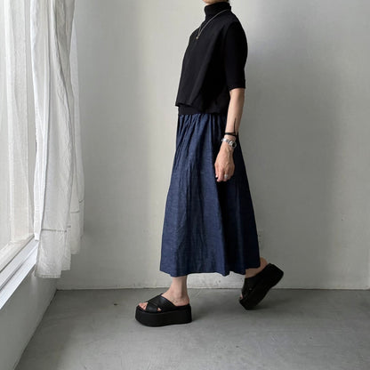 jujudhau デッドストックデニムギャザースカート