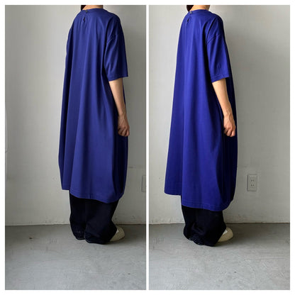 atelier naruse  コットンカットソーコクーンワンピース　ネイビーブルー
