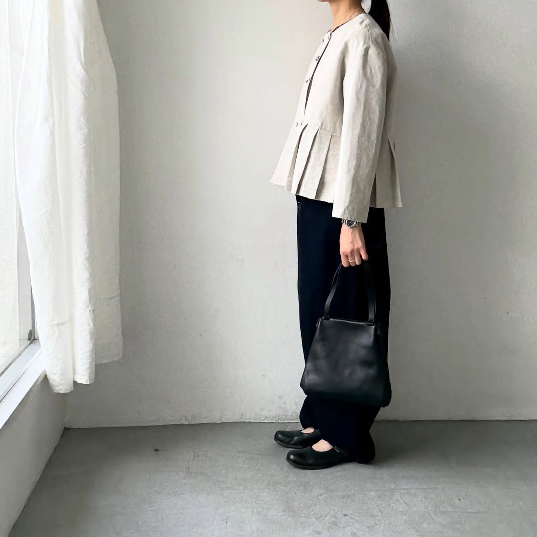 MAGALI ハイカウントコットンリネンダブルボタンジャケット　オートミール