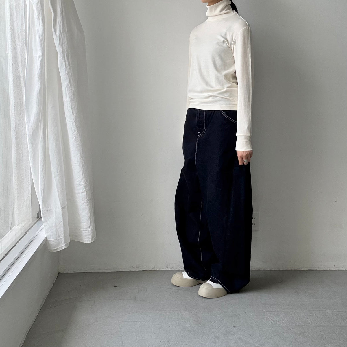 MAGALI コットンウールハイネックカットソー　アイボリー