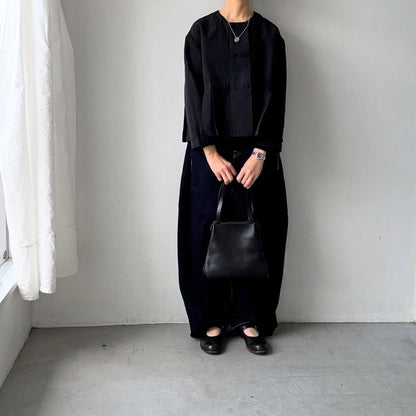 MAGALI ハイカウントコットンリネンダブルボタンジャケット　ブラック