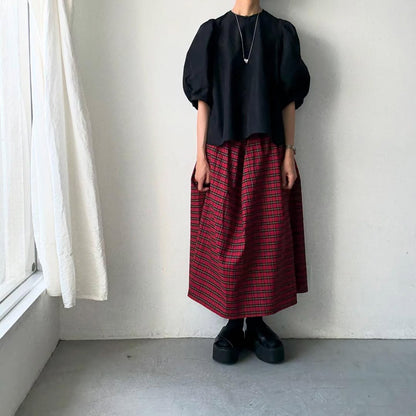 R&D.M.Co  コットンポリエステルタフタビッグバルーンスリーブブラウス