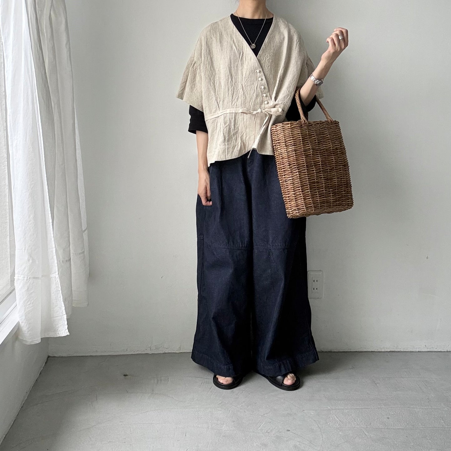 MAGALI  トリプルウォッシュリネンカシュクールジレ　ナチュラル