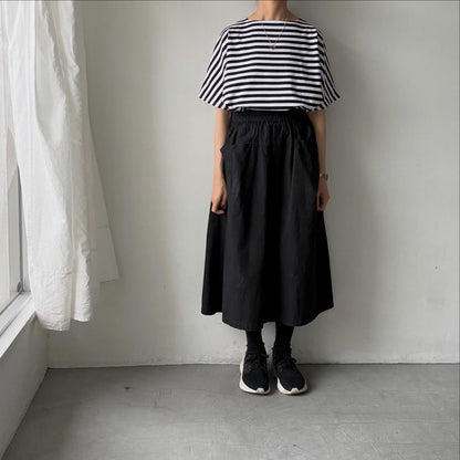 homspun  天竺ボーダー半袖プルオーバー　ホワイト×ブラック