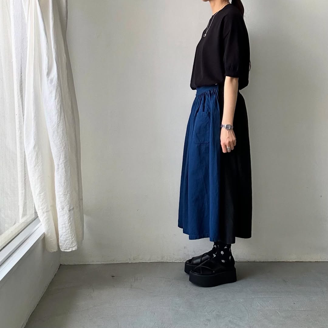 as it is.コットン半袖ニットプルオーバー　ブラック