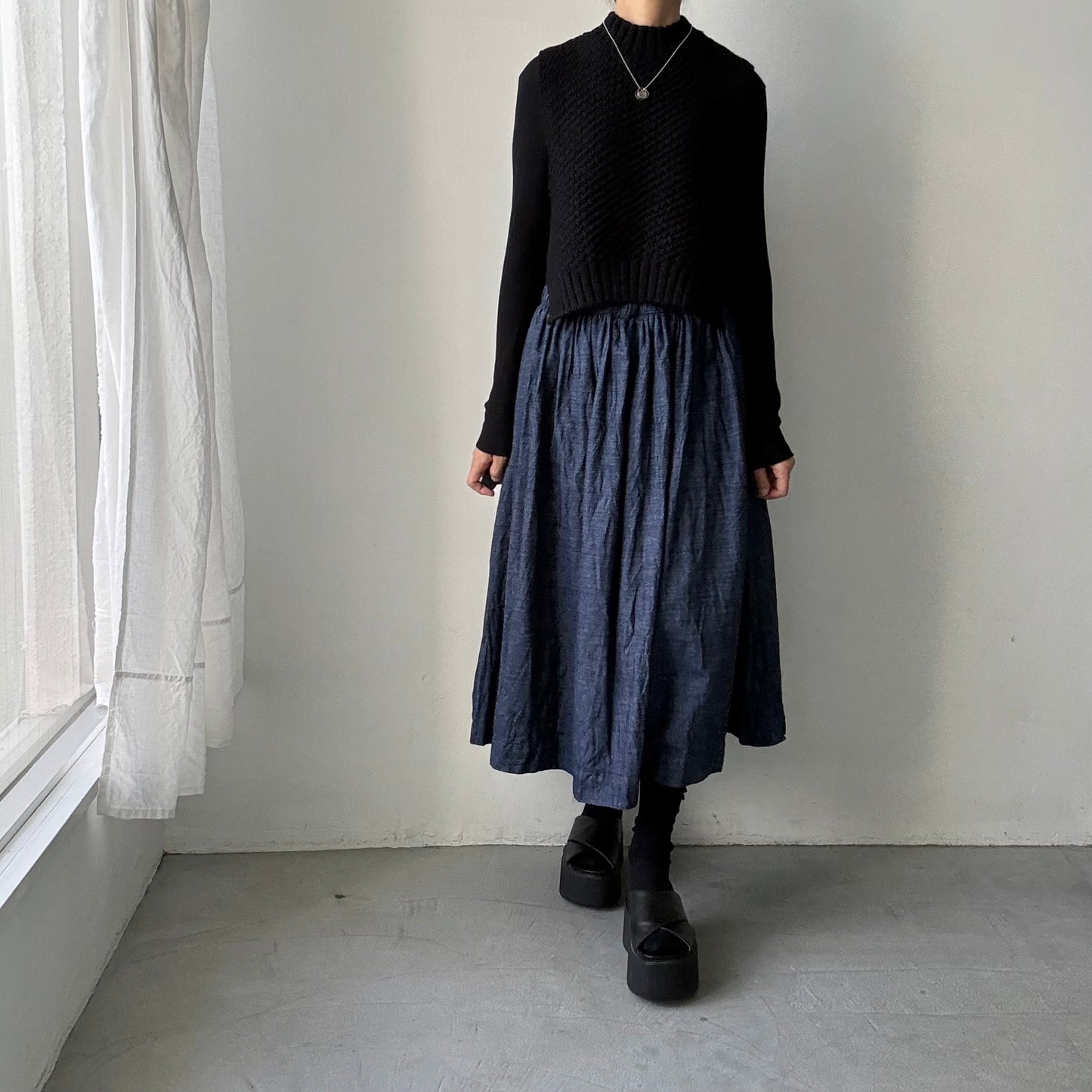 jujudhau デッドストックデニムギャザースカート