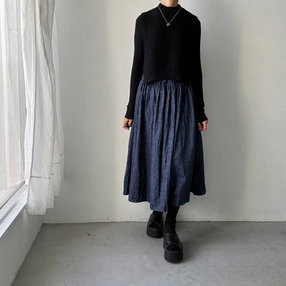 jujudhau デッドストックデニムギャザースカート