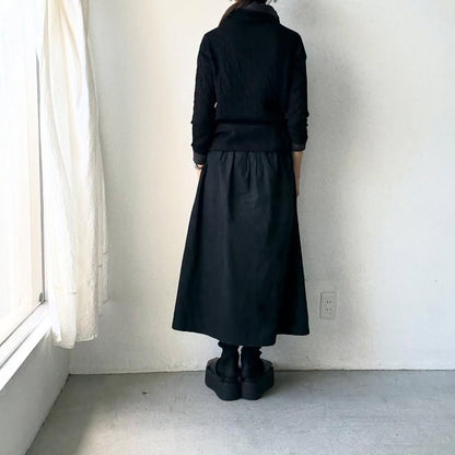 atelier naruse  ウールコットンタートルネックカットソー　ブラック