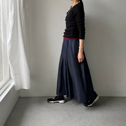 Linenya  デニムタックスカート　90センチ丈