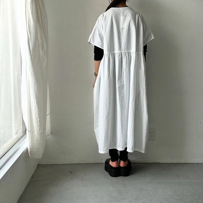 homspun コンパクトウェザービッグギャザーワンピース　ホワイト