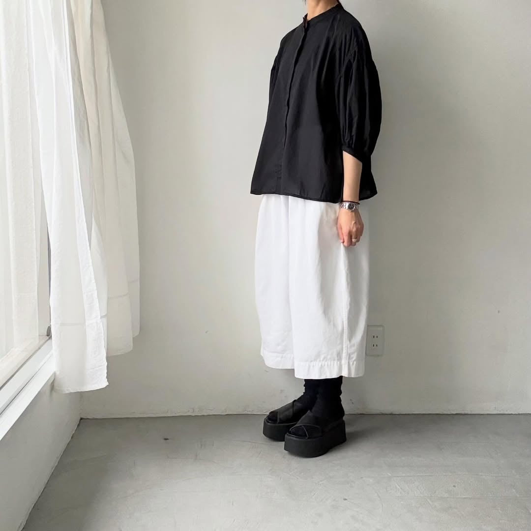 homspun  無地パフスリーブブラウス