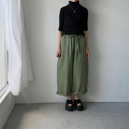 MAGALI コットンリネンファナージュロングパンツ