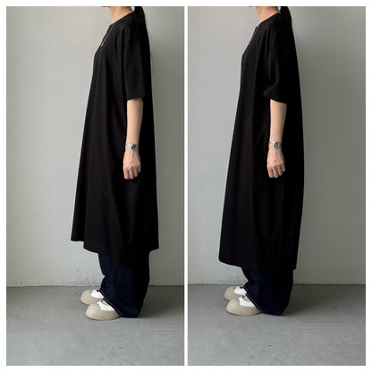 atelier naruse  コットンカットソーコクーンワンピース　ブラック