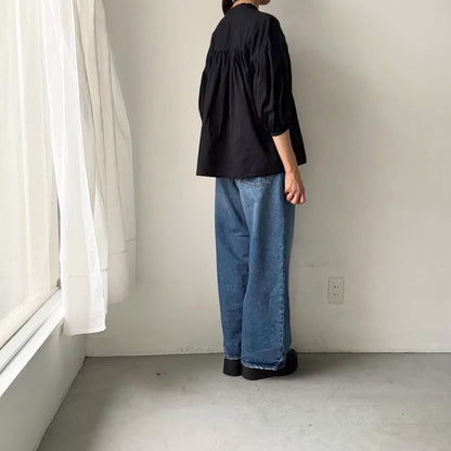 homspun  無地パフスリーブブラウス