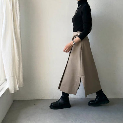 TENNE HANDCRAFTED MODERN ラップスカート　カーキ