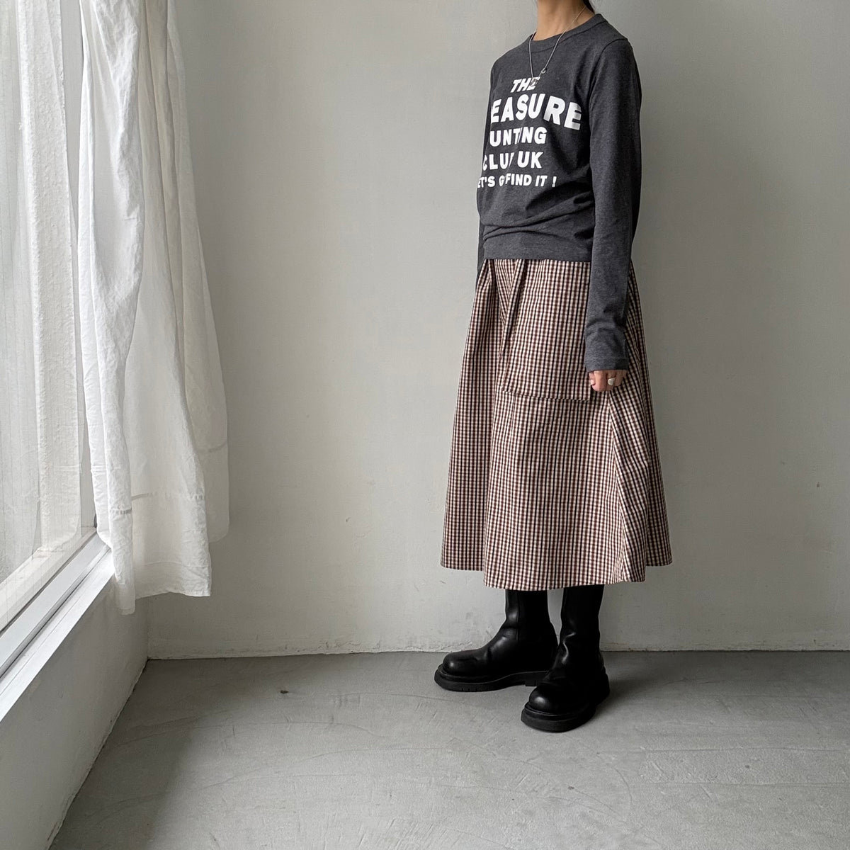 R&D.M.Co トレジャーハンティング長袖Tシャツ　チャコールグレー