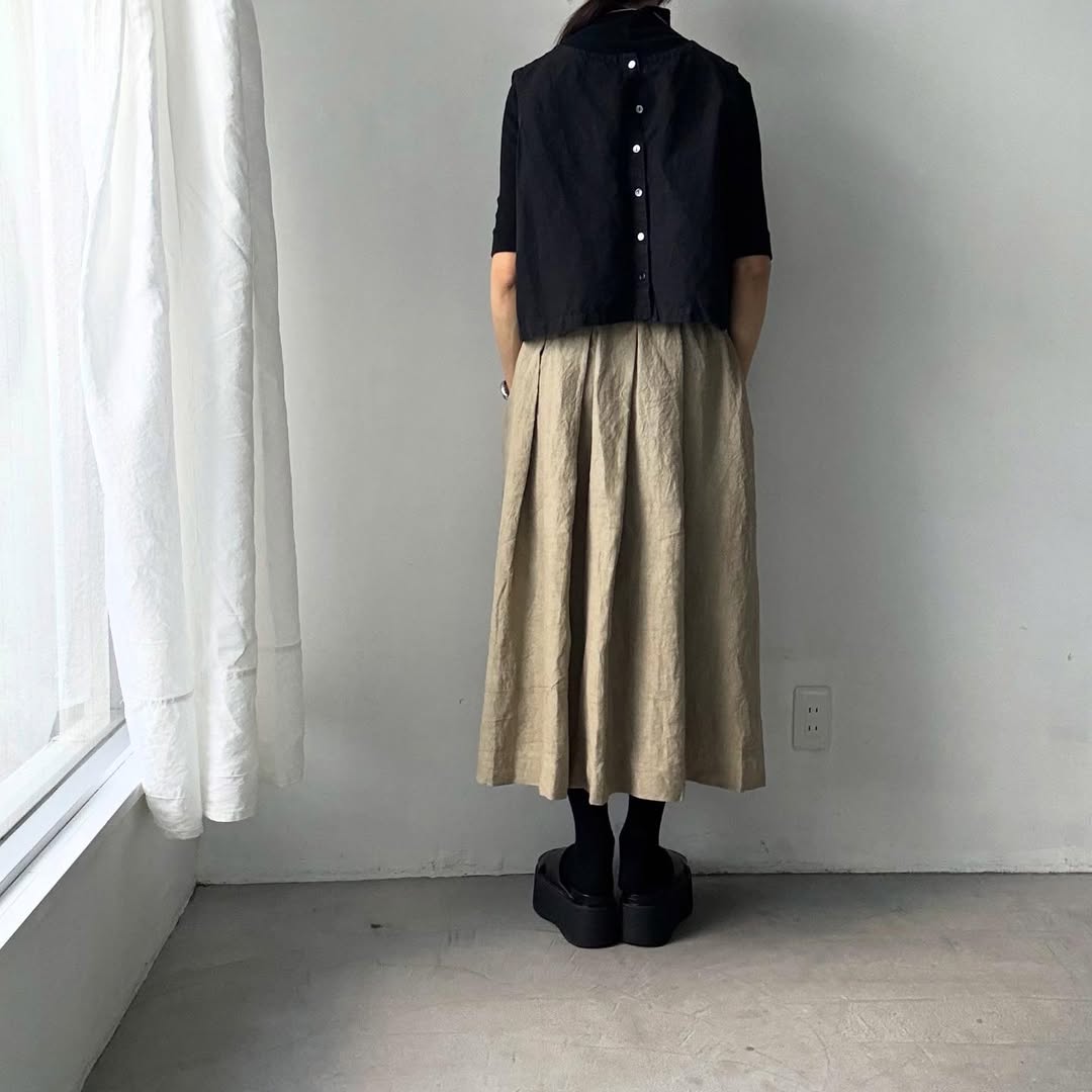 Linenya  リネンタックスカート　ベージュ