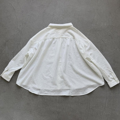 Linenya  コットン丸襟長袖ブラウス　ホワイト