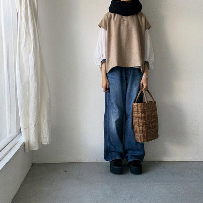 Linenya  ウール混ベスト　ベージュ