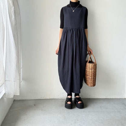 TENNE HANDCRAFTED MODERN ビスコースリネンノースリーブコクーンドレス