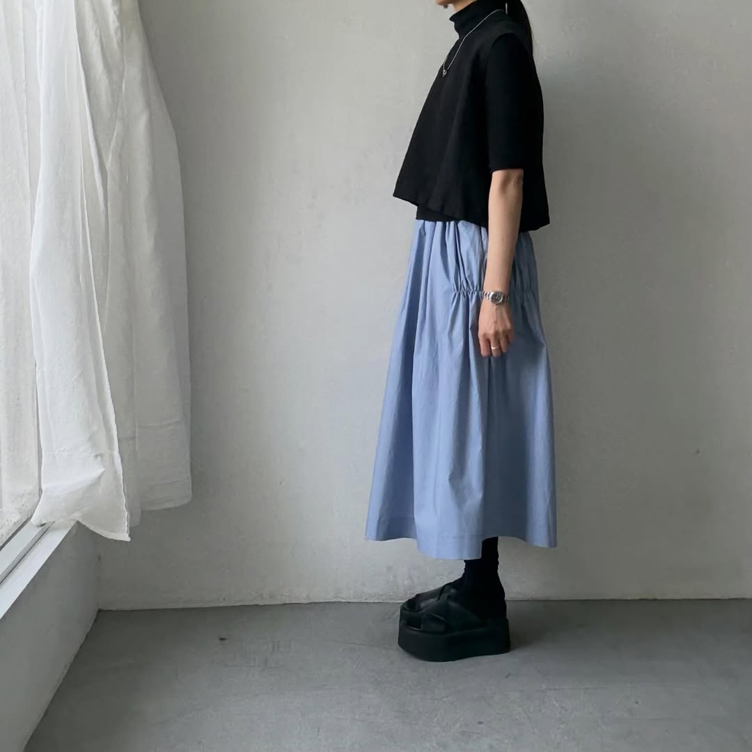🟡週末入荷分予約受付中🟡cion  コットンシャーリングギャザースカート　サックスブルー